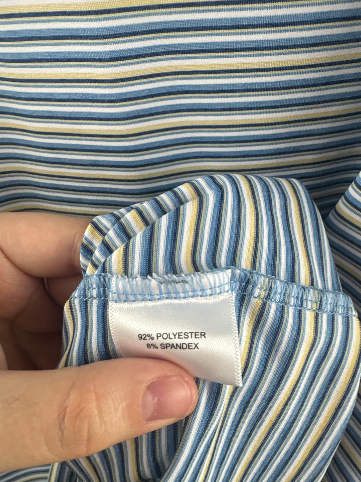 Men’s Peter Millar XL Blue, White, Black Striped Golf Polo