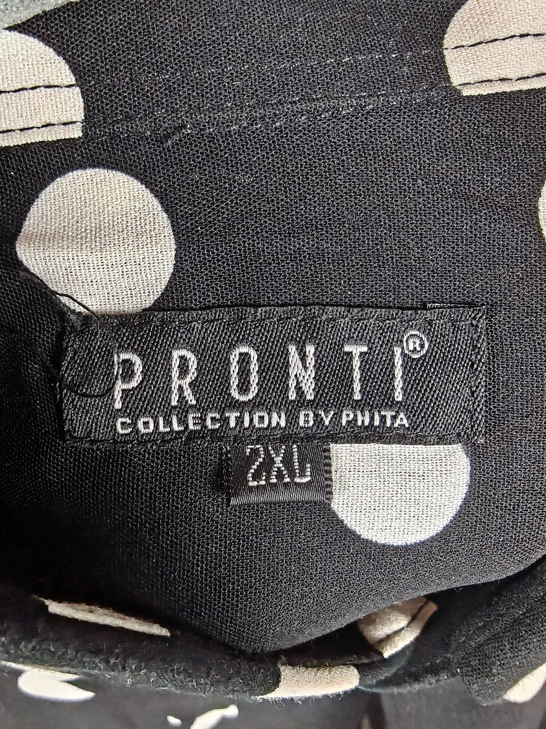 Pronti by PDITA Men's 2XL Black White Polka Dot Button Front Long Sleeve