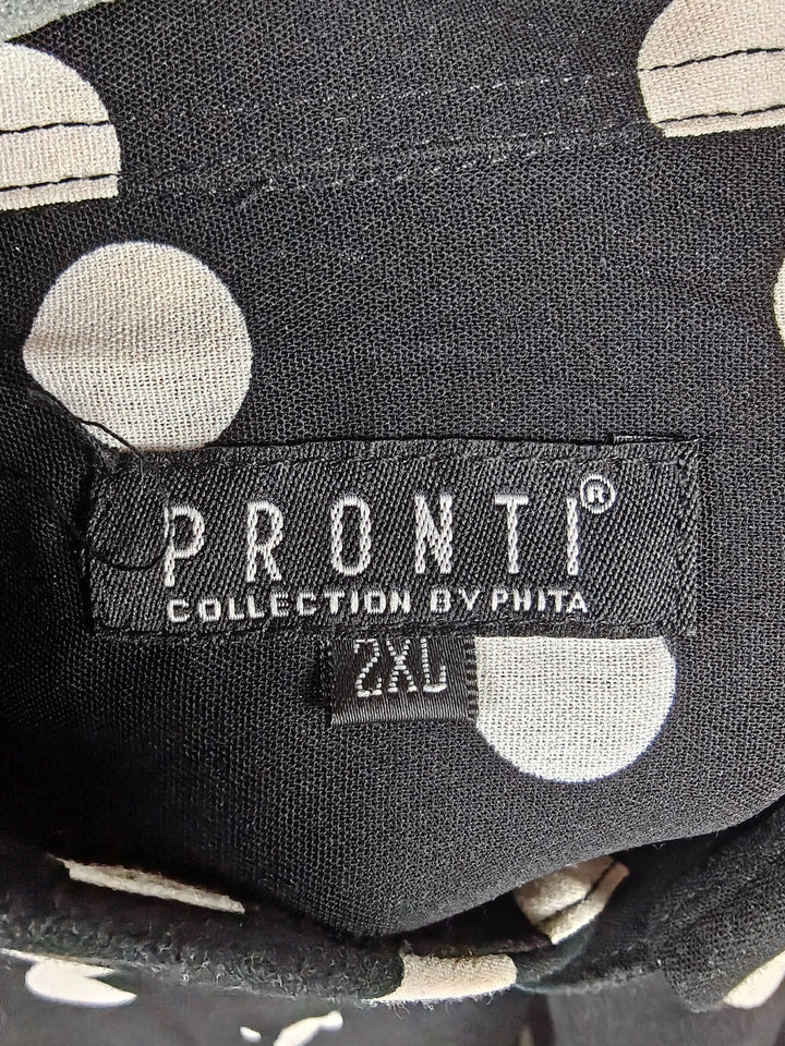 Pronti by PDITA Men's 2XL Black White Polka Dot Button Front Long Sleeve