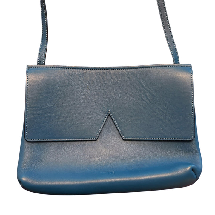 Vince Women's Blue Leather Signature Collection Crossbody Bag Chic Preppy Elegant