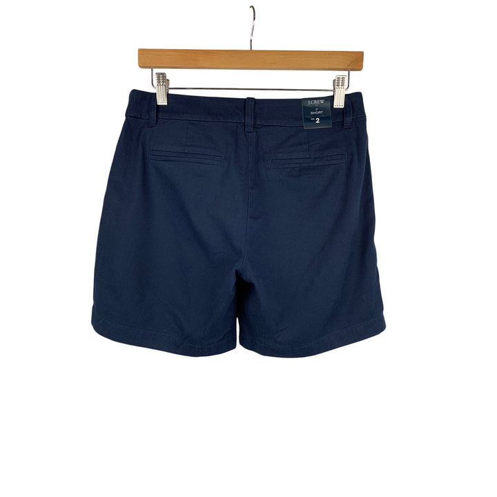J.Crew Womens Navy Chino Shorts Size 2 Cotton Blend Classic Style