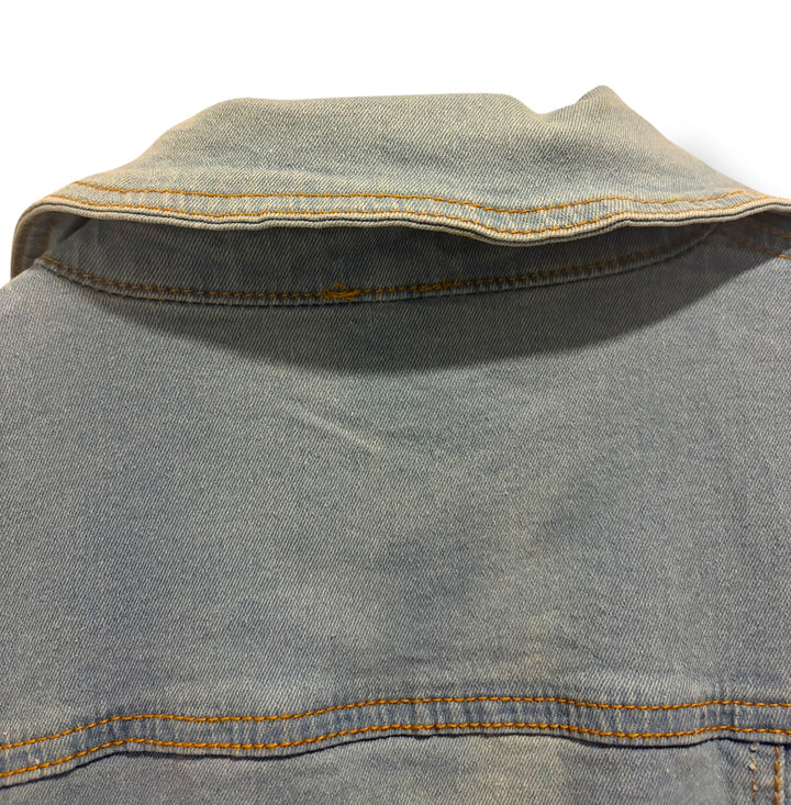 Daisy Denim Utility Midi Dress Gold Buttons Frayed Hem Stretchy Size Medium