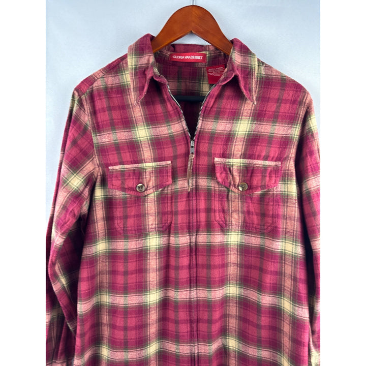 Gloria Vanderbilt Womens Plaid Flannel Shirt Size S Buttoned Pockets
