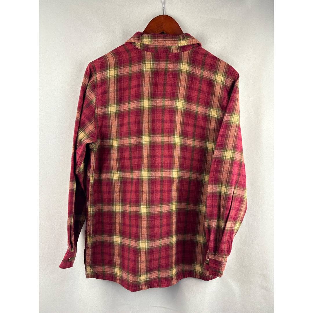 Gloria Vanderbilt Womens Plaid Flannel Shirt Size S Buttoned Pockets