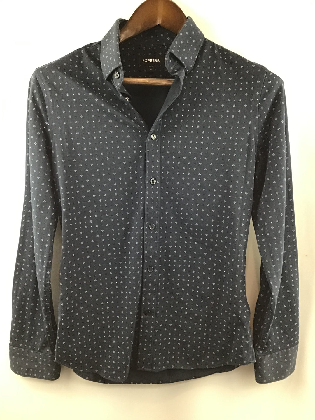 Women’s Express Navy Long Sleeve Button Down Shirt
