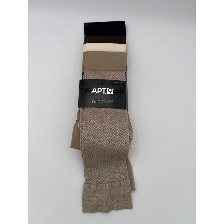 Women’s APT.9 Size 9-11 Brown, White, & Black Sock 6 Pack