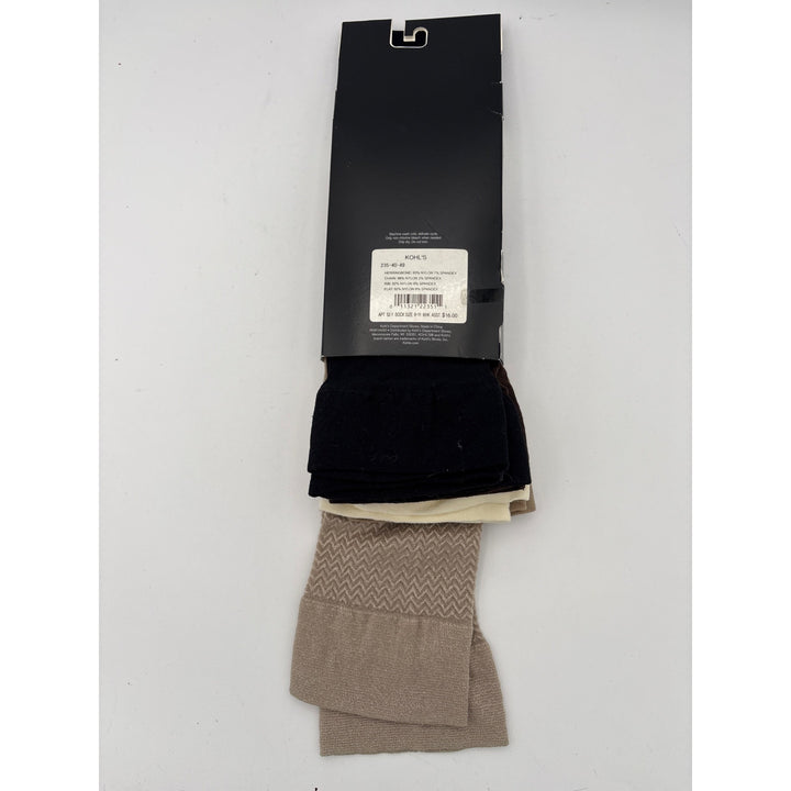 Women’s APT.9 Size 9-11 Brown, White, & Black Sock 6 Pack