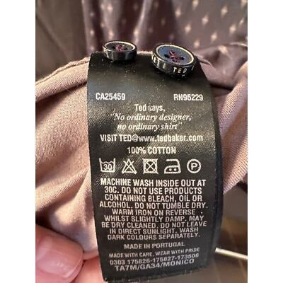 Men’s Ted Baker Button Down Black/pink diamond pattern Size 7