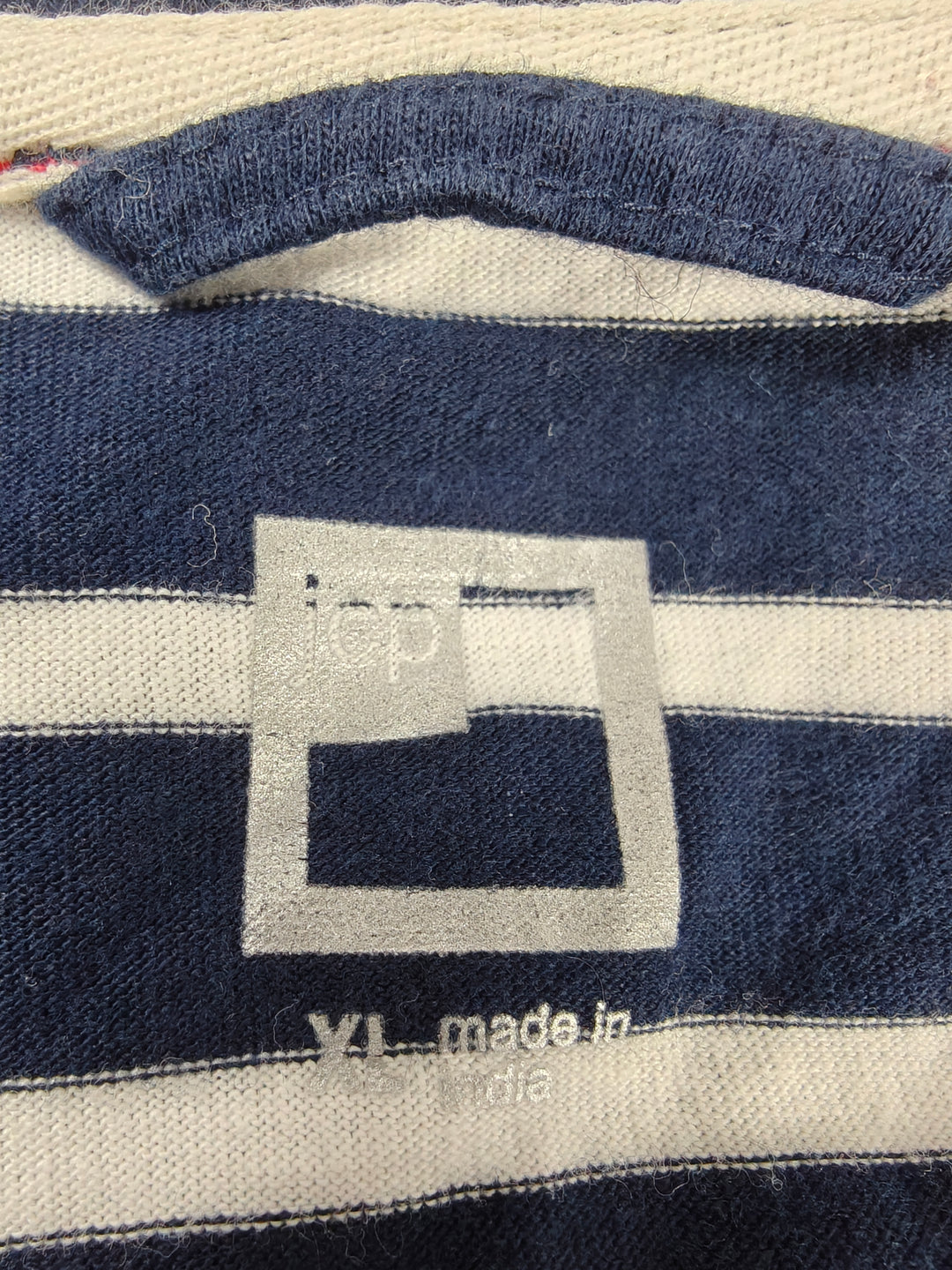 Men’s JCP Polo Shirt Navy Blue White Striped Size XL