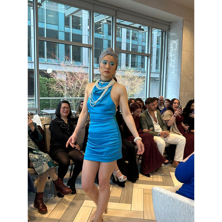 Naked Wardrobe Blue Satin Cocktail Dress Size Small