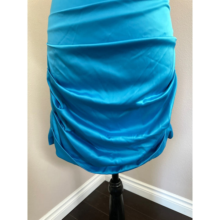 Naked Wardrobe Blue Satin Cocktail Dress Size Small