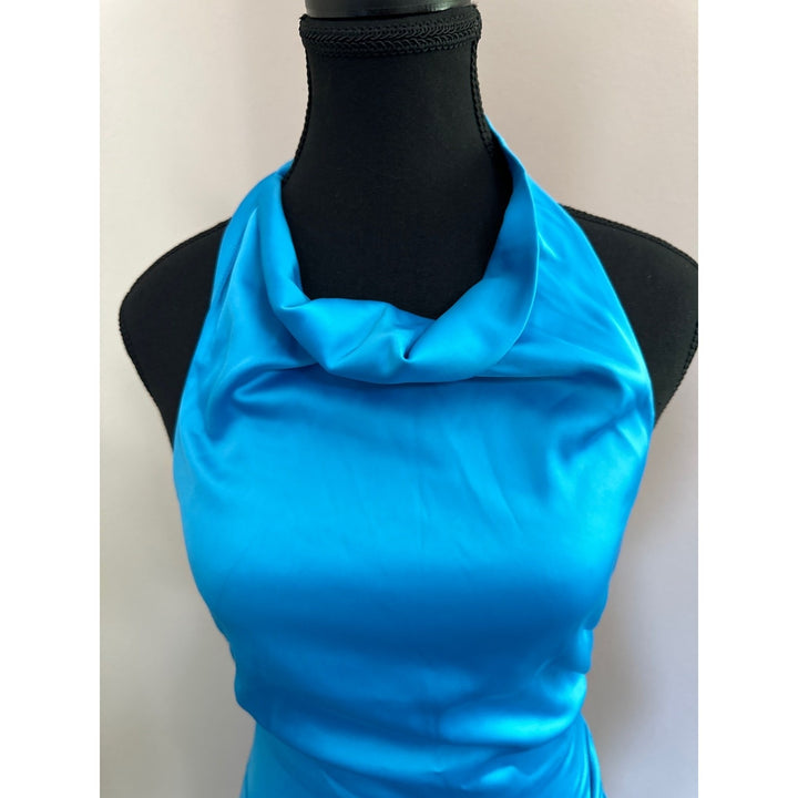 Naked Wardrobe Blue Satin Cocktail Dress Size Small