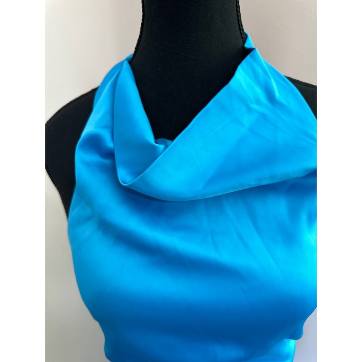 Naked Wardrobe Blue Satin Cocktail Dress Size Small