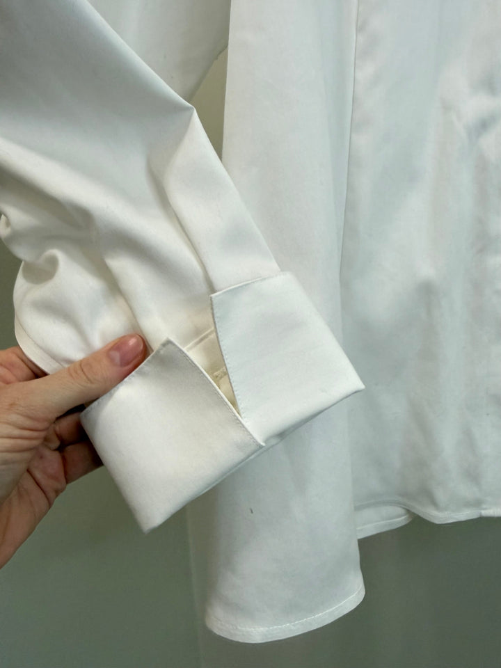Jones New York Platinum Non Iron White Button Front Blouse 18W