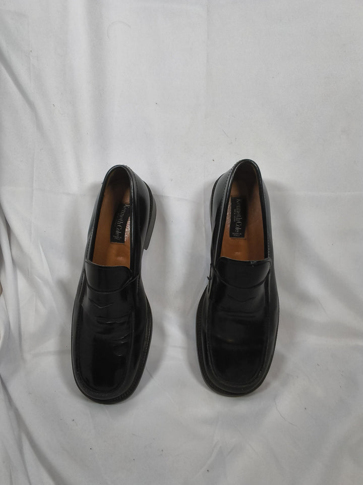Vintage Kenneth Cole Black Leather Penny Loafers Italy Men&