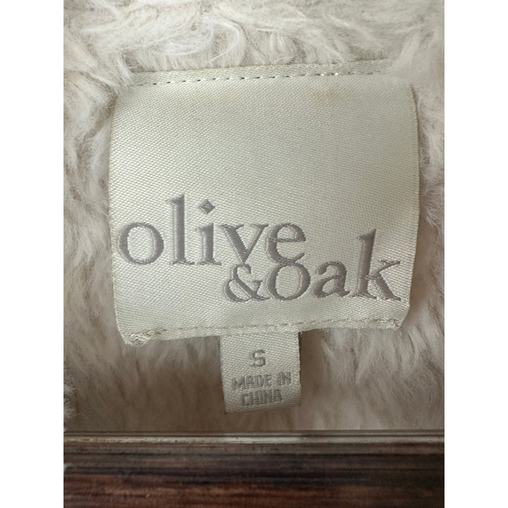 Women’s Olive & Oak Faux Suede and Sherling Drape Front Vest Beige Size Small