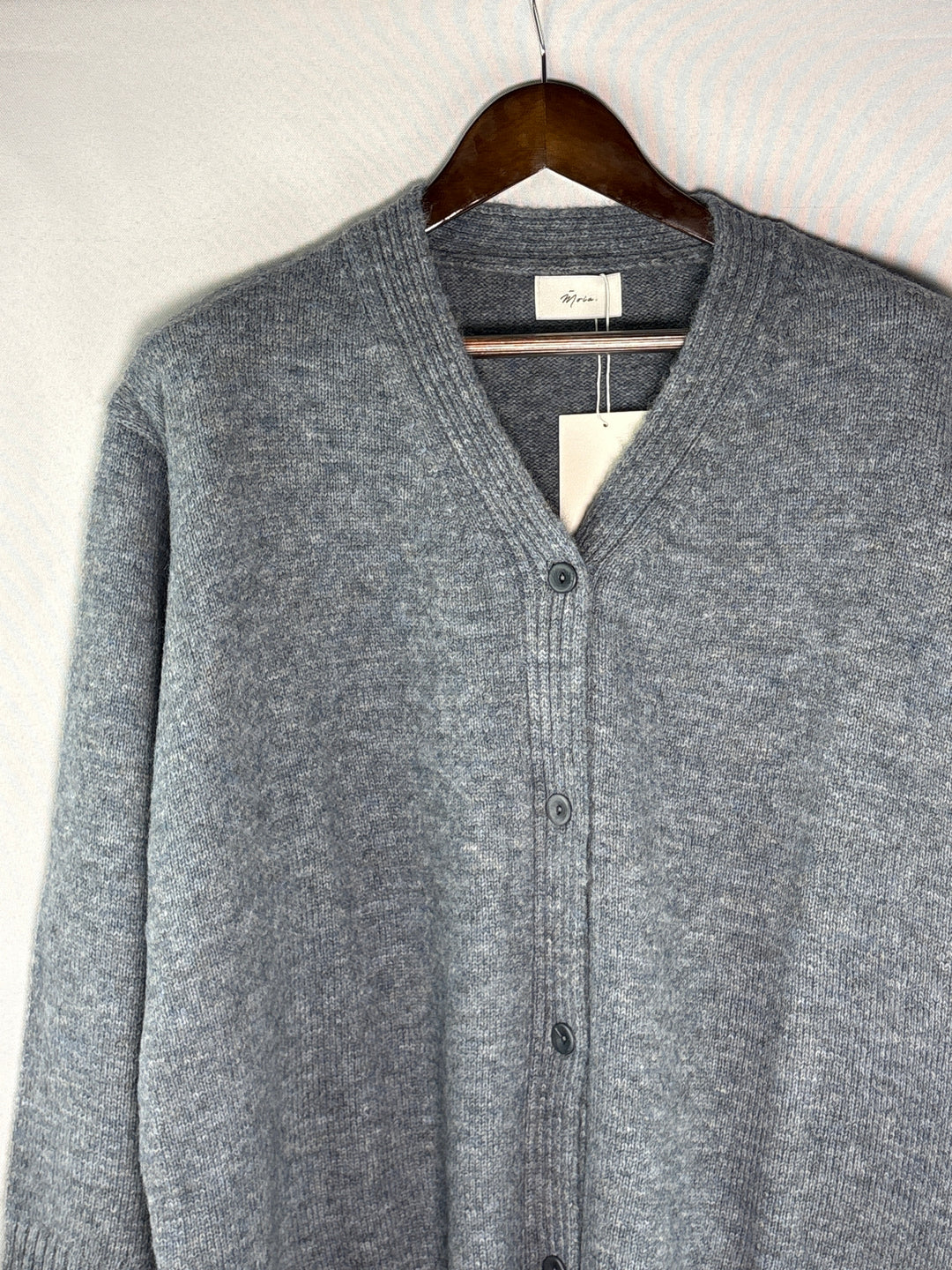 Womens Moia Blue Gray Alpaca Wool Blend V Neck Cardigan One Size