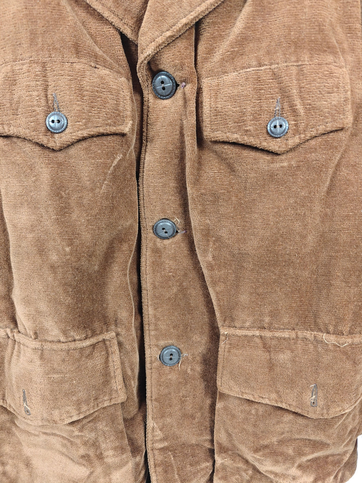 Mens Towncraft Brown Velour Faux Fur Lined Jacket Size L