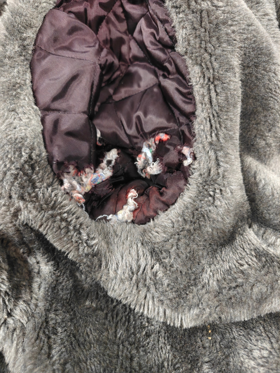 Mens Aberdeen Herringbone Tweed Coat Gray Brown Faux Fur Collar Size Unknown
