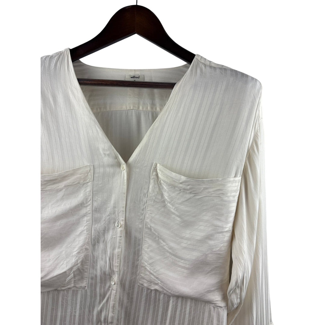 Women’s Wilfred Medium Cream Striped Silk Button Up Blouse