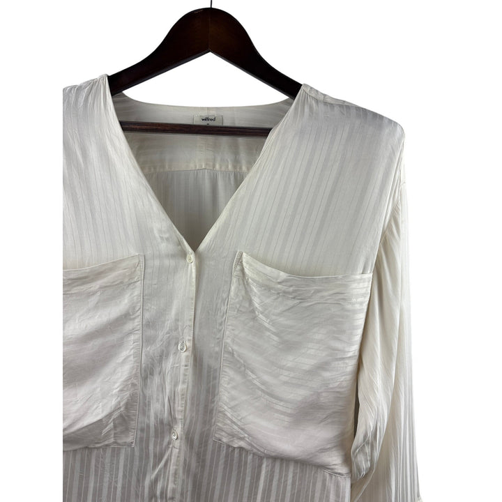 Women’s Wilfred Medium Cream Striped Silk Button Up Blouse