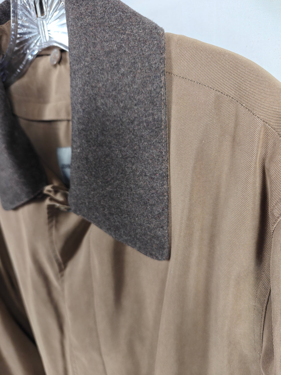 Classic Johnston Murphy Mens Tan Wool Collar Car Coat Size L