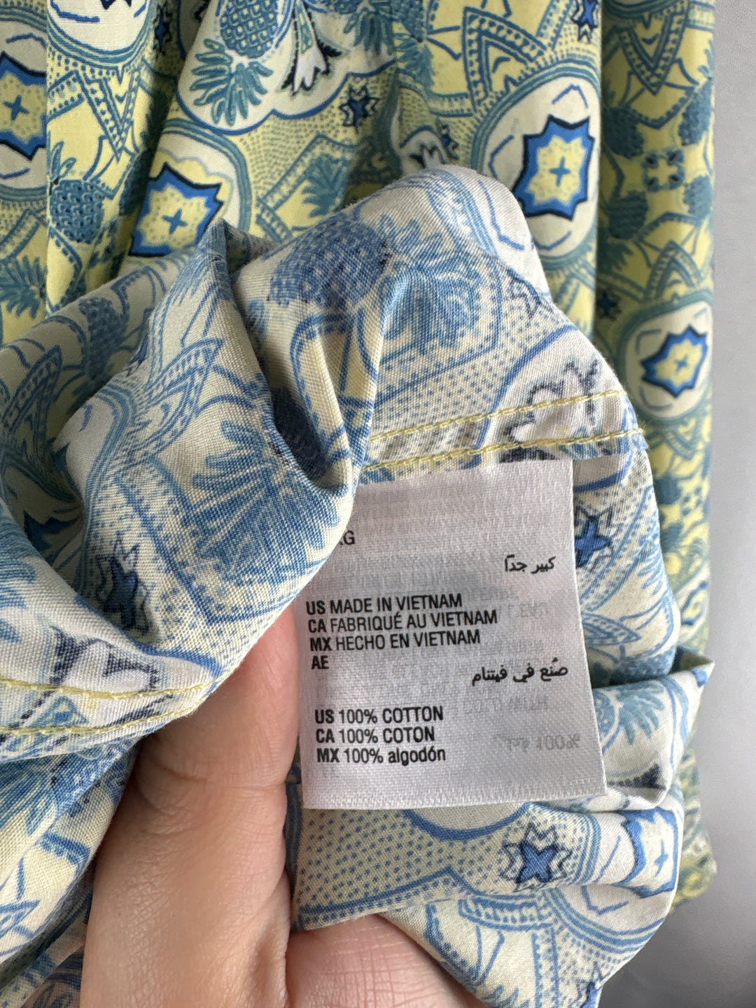 Men’s Club Room XL Yellow &amp; Blue Patterned Button Down