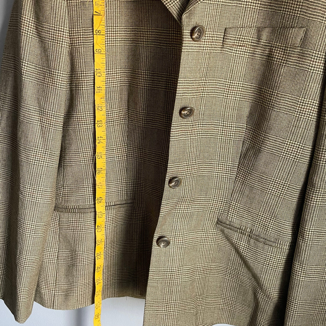 Vintage Ralph Lauren Plaid 100% Wool Blazer Equestrian Preppy Heritage size 6