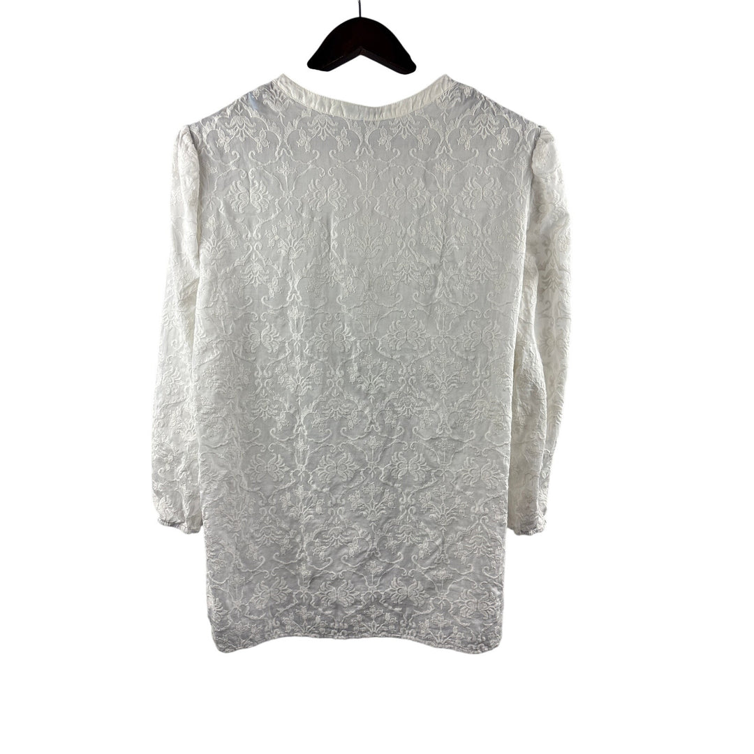 Women’s J. McLaughlin XL White Blouse w/ Paisley Design