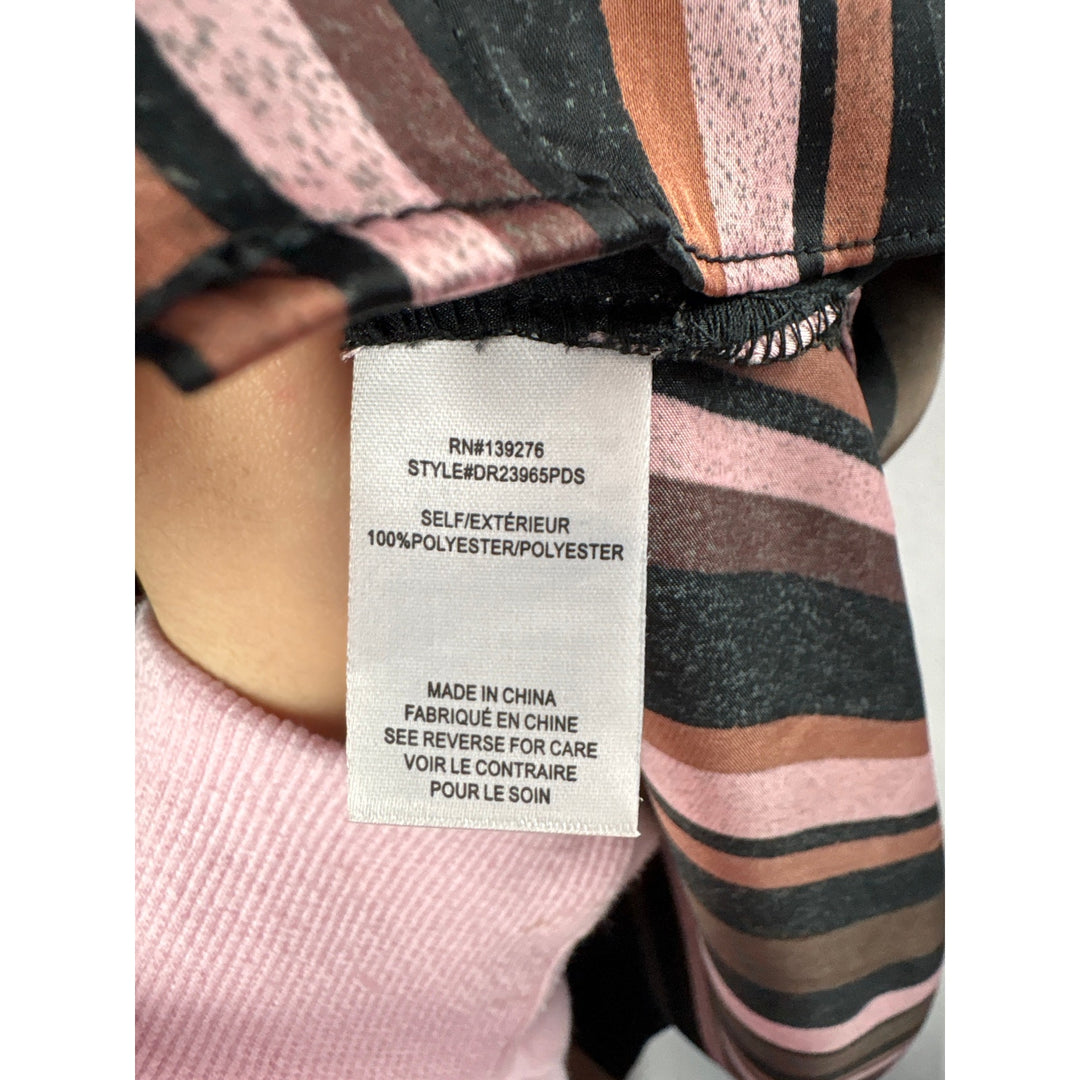 Women’s DR2 Large Pink, Brown, & Black Button Up Sleeveless Blouse