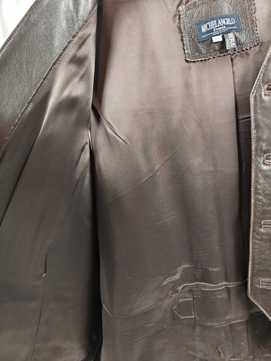 Mens Michelangelo Firenze Genuine Leather Vest Dark Brown