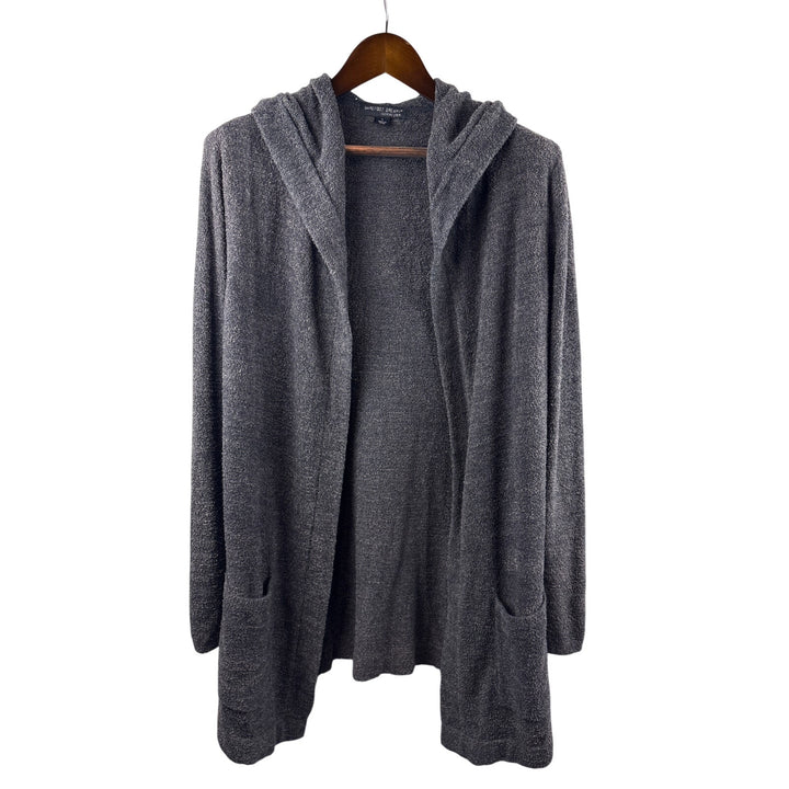 Women’s Barefoot Dreams XL Grayish Blue Hooded Plush Cardigan