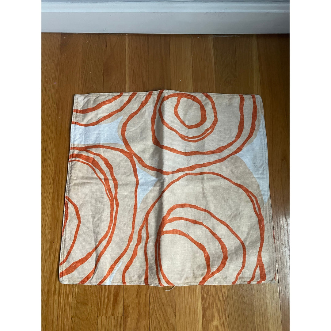 Hable Construction Orange Cream Beige Euro Sham Abstract Swirls Illustrated Zip