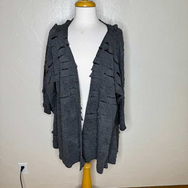 CJ Flint Women's Gray Destructed Open-Front Cardigan. Art-to-Wear, One Size