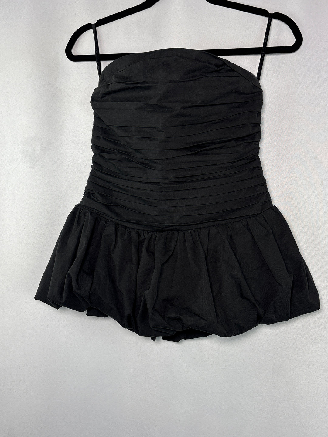 Womens Dissh Black Ruched Peplum Blouse Size 6 Cotton