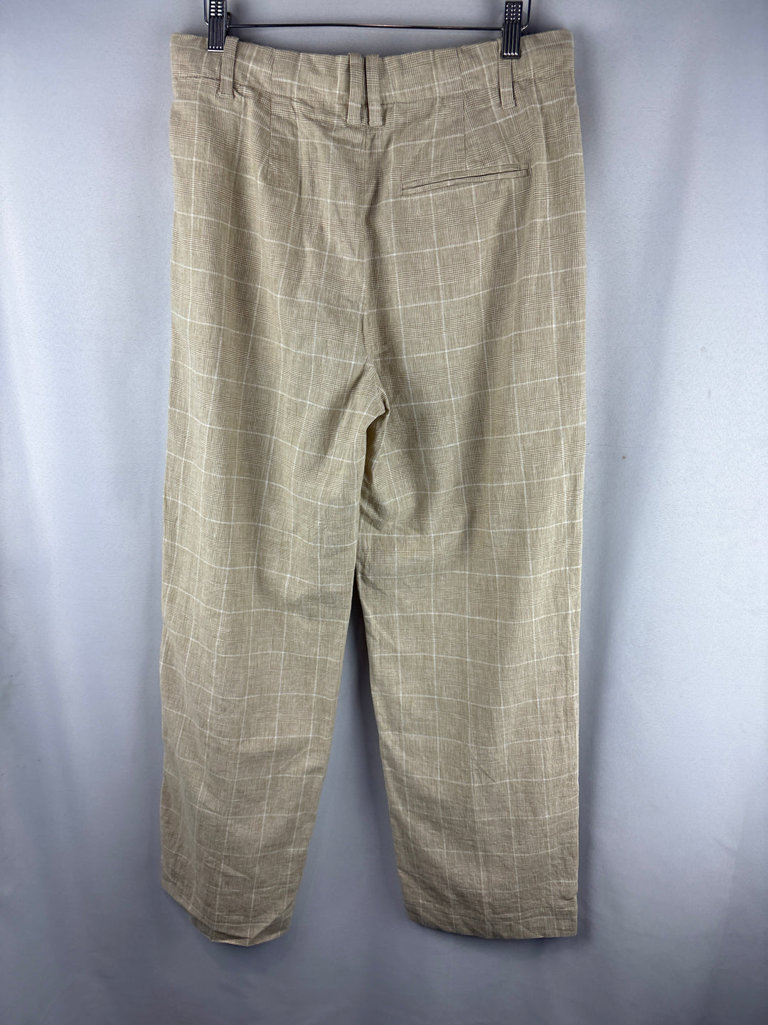 Women’s Madewell Size 6 Tan &amp; White Plaid Wide Leg Pants