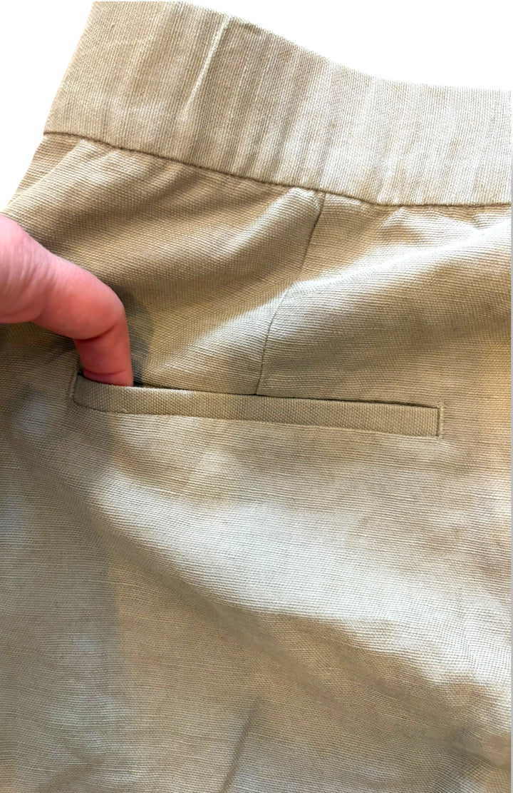 Aritzia Limitless Linen Curve Fit High Rise Wide Leg Pants Size 12 Olive Tan NWT