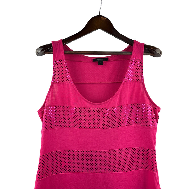 Women’s Express Large Hot Neon Pink Bandage Dress w/ Sequin Stripes