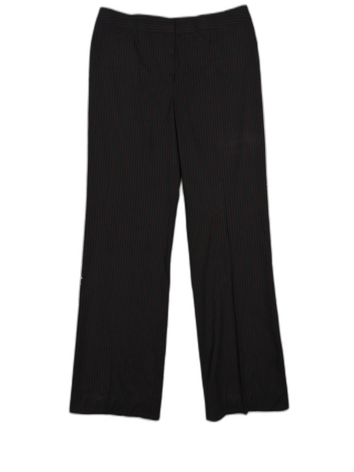 Women Lafayette 148 New York Black Burgundy Pinstripe Dress Pants Size 12