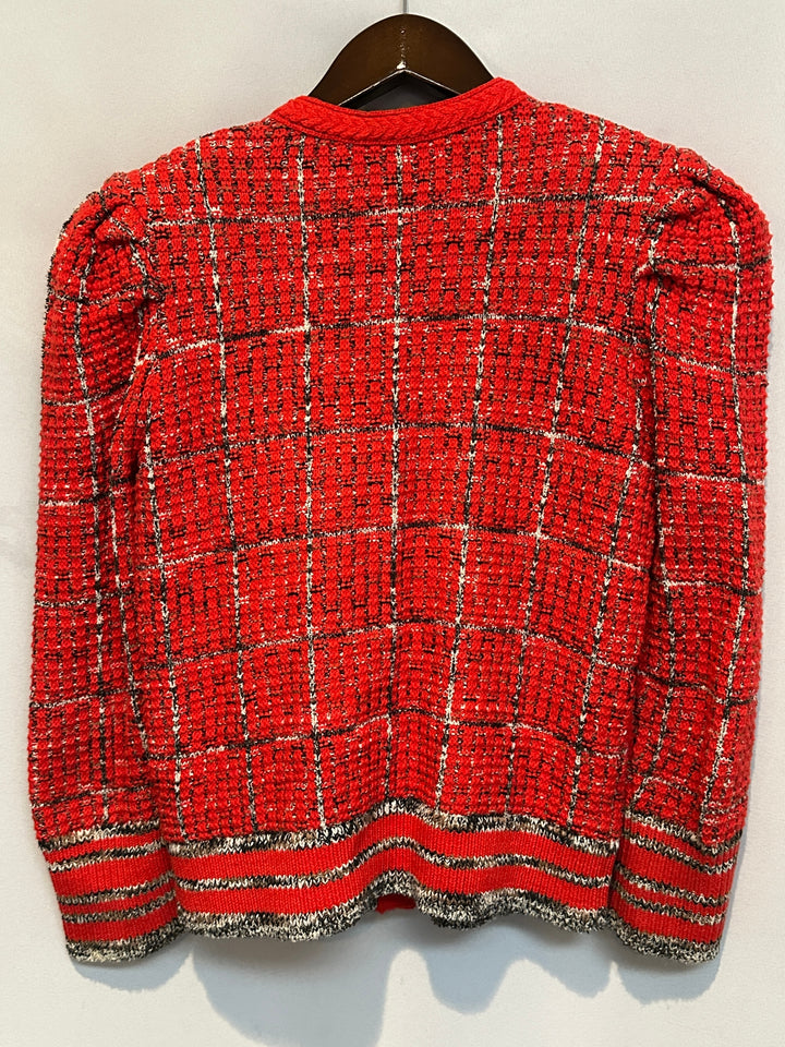 Womens L Agence Jenni Red Cardigan Gold Buttons Size XS