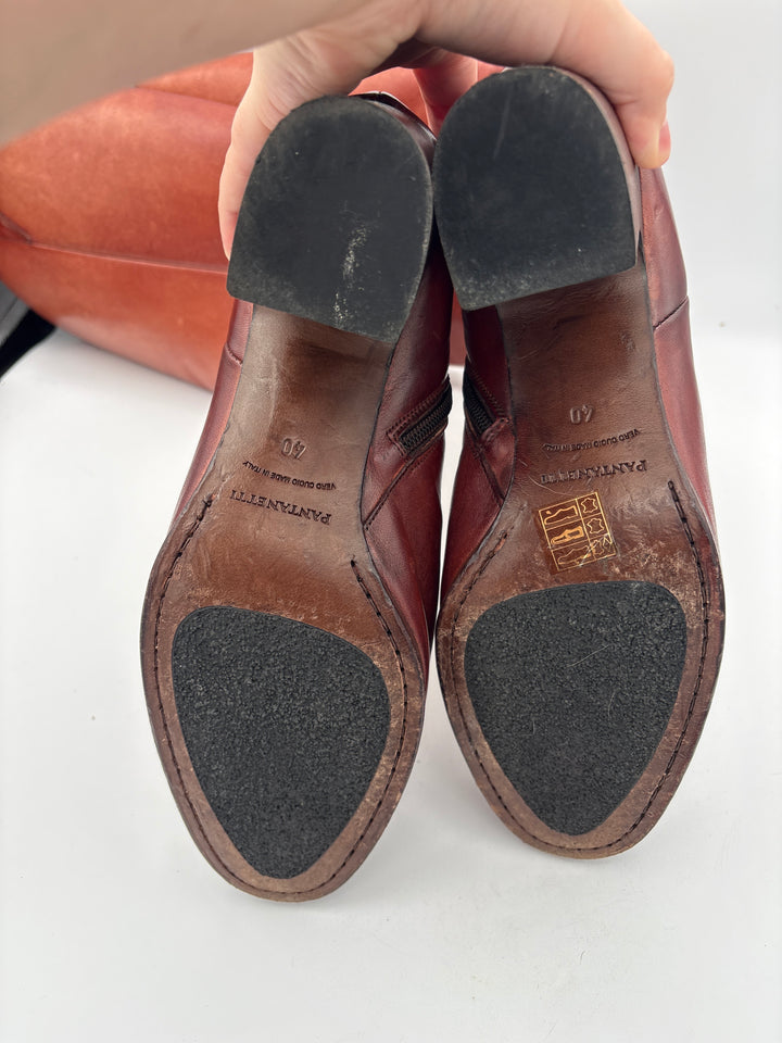 Women’s Pantanetti Size 9.5 Orange Brown Leather Boots