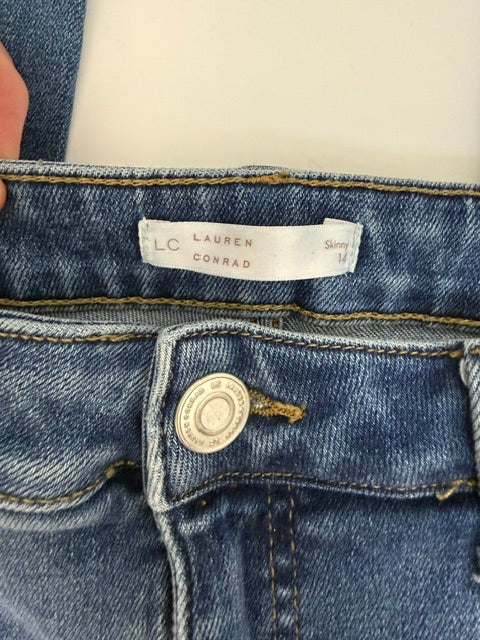 LC Lauren Conrad Skinny Jeans Distressed Raw Hem Sz14