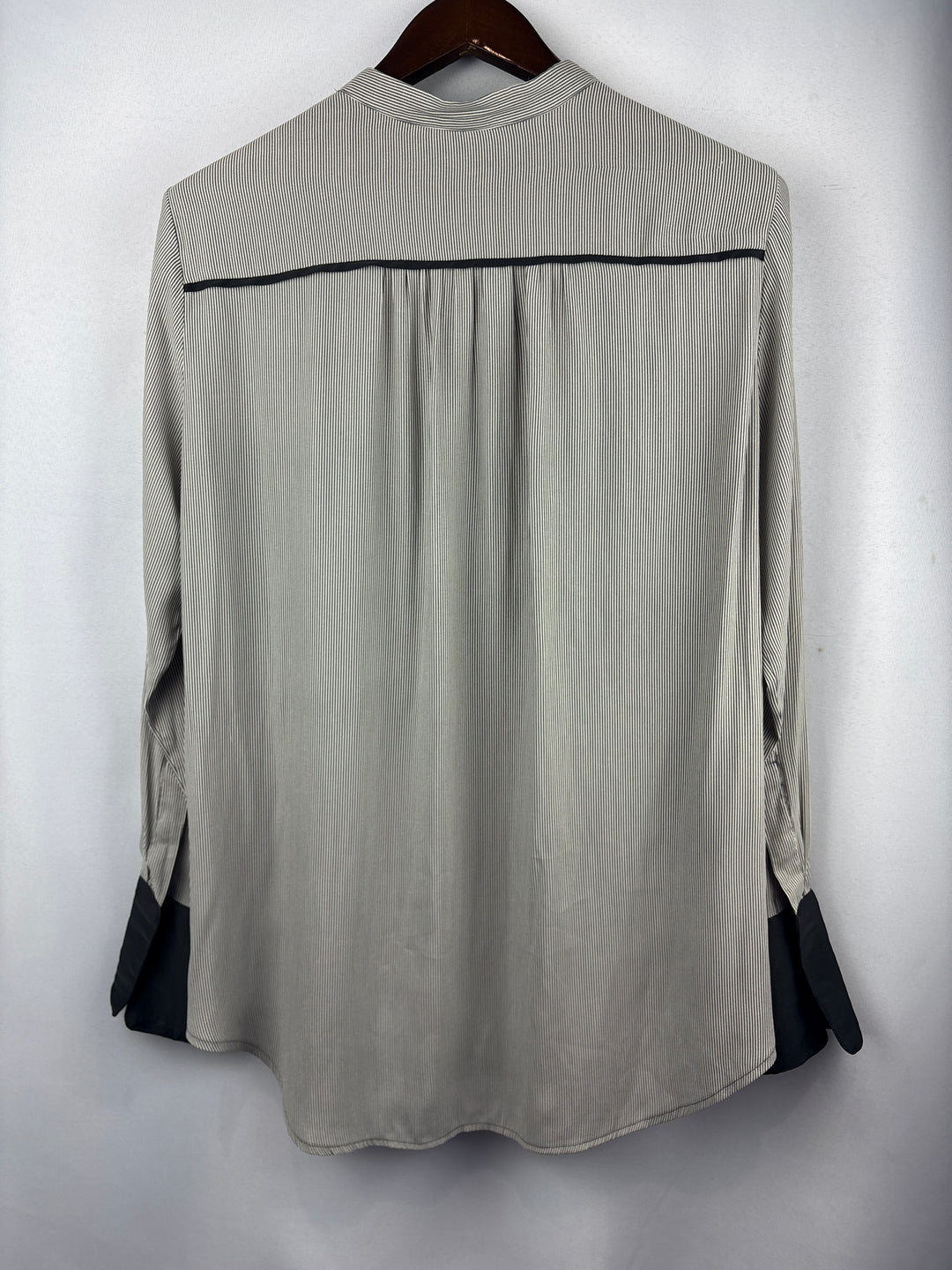 Women’s Free People Large Black &amp; White Pinstriped Blouse