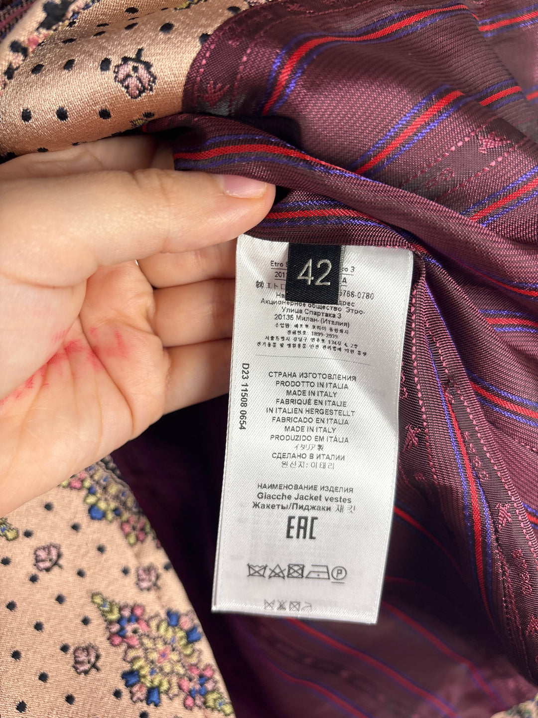 Women’s ETRO Size 40/42 Nude Abstract Patterned Pantsuit