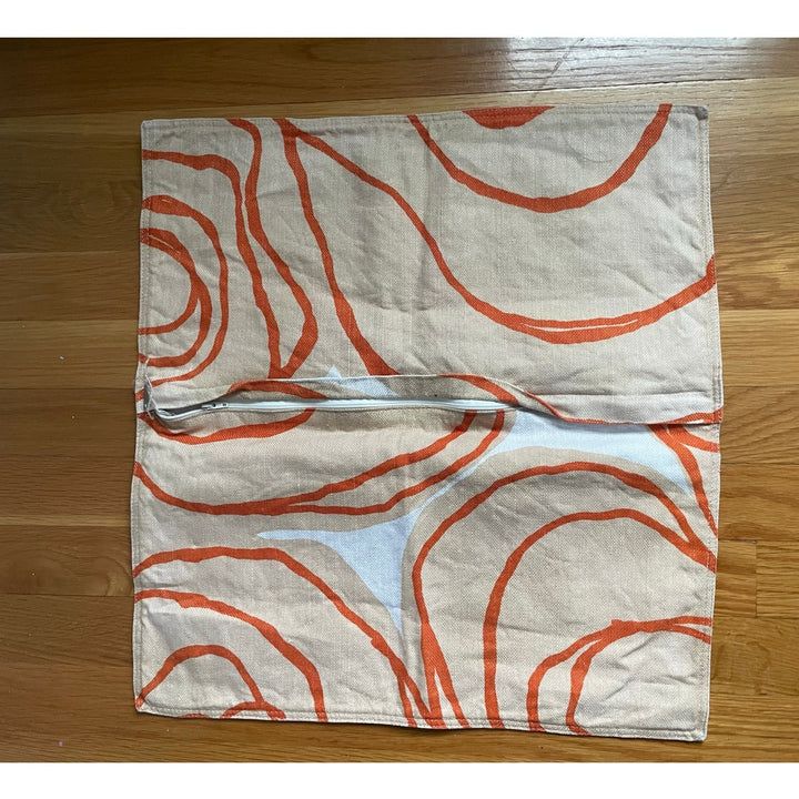 Hable Construction Orange Cream Beige Euro Sham Abstract Swirls Illustrated Zip