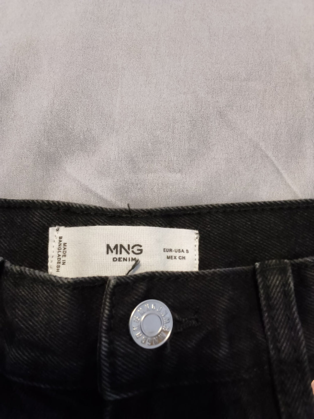 Mango Black Denim Mini Skirt With Frayed Raw Hem Size Small