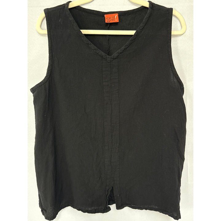 Women’s Oh My Gauze! Black Cotton Tank Top Sz 2