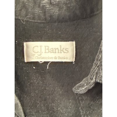 Women’s CJ Banks Black Ribbed Velvet Firework Patterned Button up Sz XL