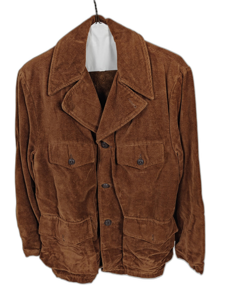 Mens Towncraft Brown Velour Faux Fur Lined Jacket Size L