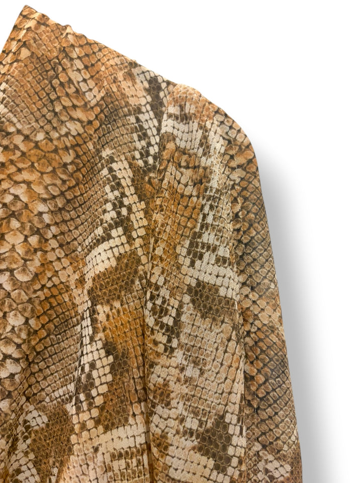 GUESS Womens Snakeskin Print Romper Long Sleeve V Neck Belted Outfit
